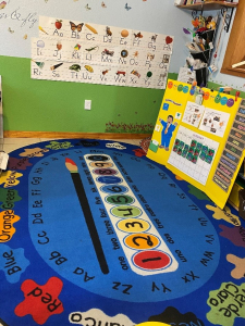 morning circle time paint carpet