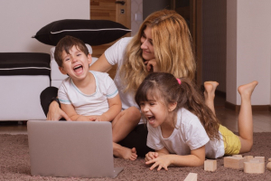 mother with children stock image