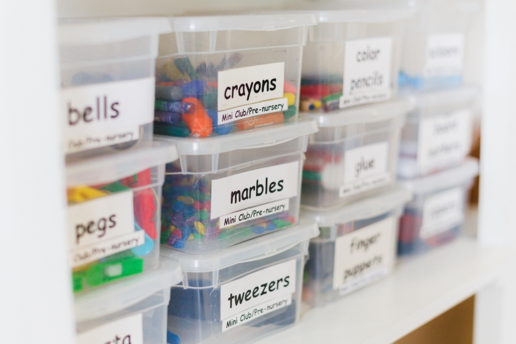 Bins for organizing craft supplies